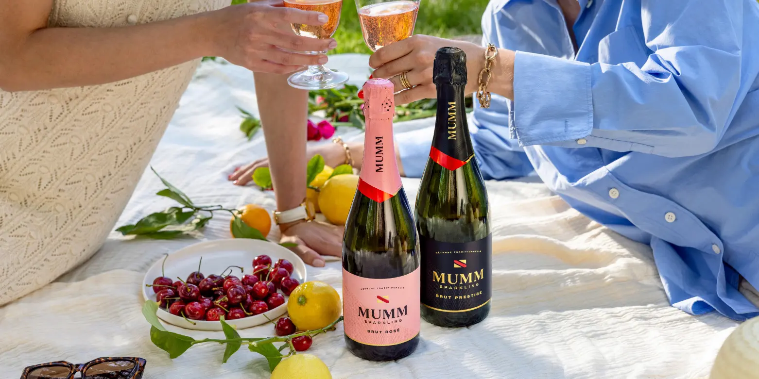 Mumm sparkling wine at a picnic.