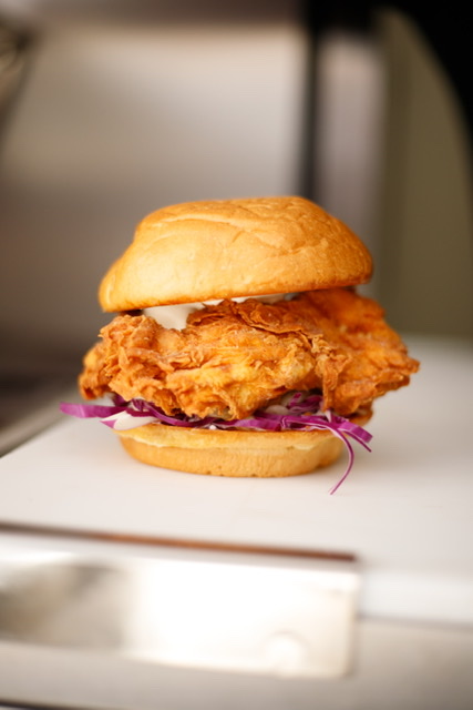 Fried chicken sandwich at Imagination on Fire.